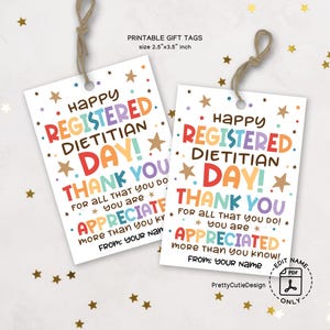 Étiquette cadeau diététiste imprimable, étiquette de cadeau bonne fête des diététistes professionnelles, carte de remerciement de diététiste professionnelle