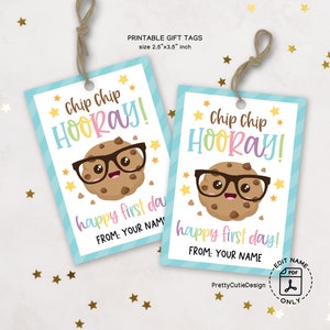 Chip Chip Hooray First Day of School Gift Tags, Back to School Treat Bag Tag, Printable Happy First Day Classroom Student Teacher Tags