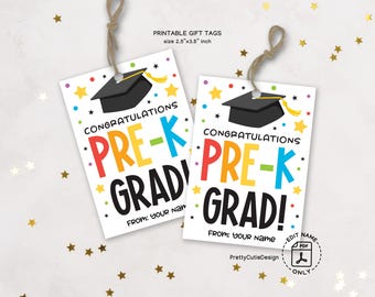 Pre-K Graduation Gift Tag Printable, Preschool Congrats Grad Favor Tag, Class of 2025 Graduation Treat Bag Tag, Instant PDF Download