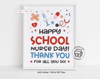 School Nurse Day Sign Printable, Happy School Nurse Day, Thank You School Nurse Poster, School Nurse Appreciation Gift, Instant Download