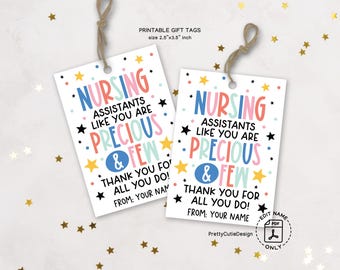 Nursing Assistant Gift Tags, CNA Week Appreciation Printable Tags, Thank You Favor Bag Tags for Certified Nursing Assistant Instant Download