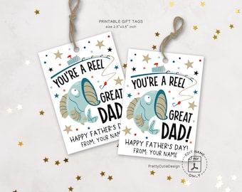 Father's Day Gift Tags Printable, You’re a Reel Great Dad Fishing Tags, Instant Download, Funny Father’s Day Gift Tag, Outdoor Dad Tag