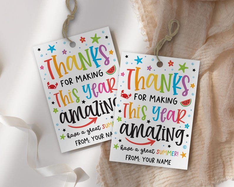 Last Day of School Gift Tags, End of Year Thank You (printable) - Etsy ...