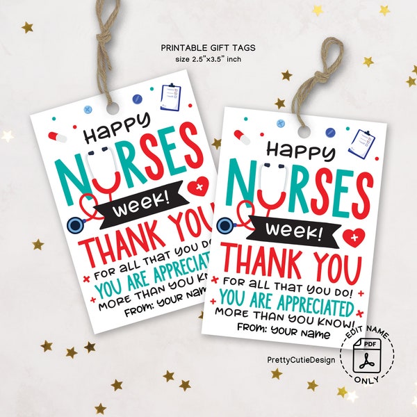 Happy Nurse Appreciation Week Geschenkanhänger, Happy Nurses Week Geschenkanhänger, Schul Krankenschwester Wertschätzung Geschenke, Nurse Sweet Treat Geschenkanhänger