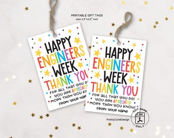 Engineers Week Gift Tags, Printable Engineers Appreciation Week Treat Bag Tag, Engineer Favor Tag, Thank You Gift Tag