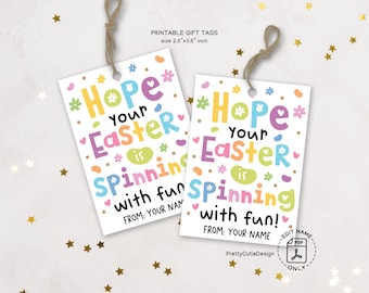 Easter Gift Tags Spinning with Fun, Easter Gift Tags Printable, Kids Easter Favor Tags, Classroom Gifts, Easter Basket Tags, Party Favor Tag