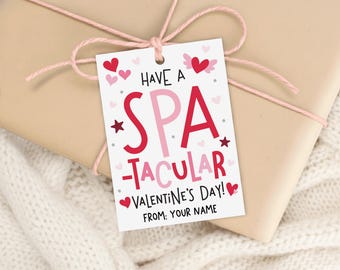 Spa Valentine Gift Tags, Galentines Day Party Favor Labels, Teacher Treat Bag, Digital Download