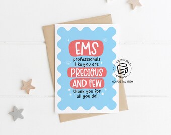 EMS Week Greeting Card Printable, Thank You Card for EMTs and Paramedics, Appreciation Note for Emergency Medical Services Heroes