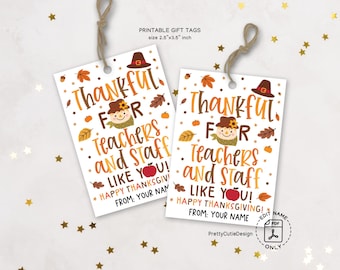 Thanksgiving Gift Tags Printable for Teachers and Staff Appreciation, Fall Classroom Favor