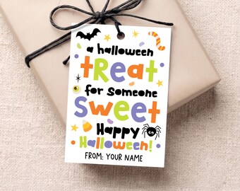 Halloween Gift Tag Printable, A Halloween Treat for Someone Sweet, Candy Favor Label for Treat Bags, Friends and Neighbors, Digital Download