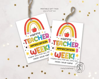 Rainbow Teacher Appreciation Tag, Teacher Appreciation Week Gift Tag Printable, Thank You Teacher Gift Tags, Staff Appreciation Tags