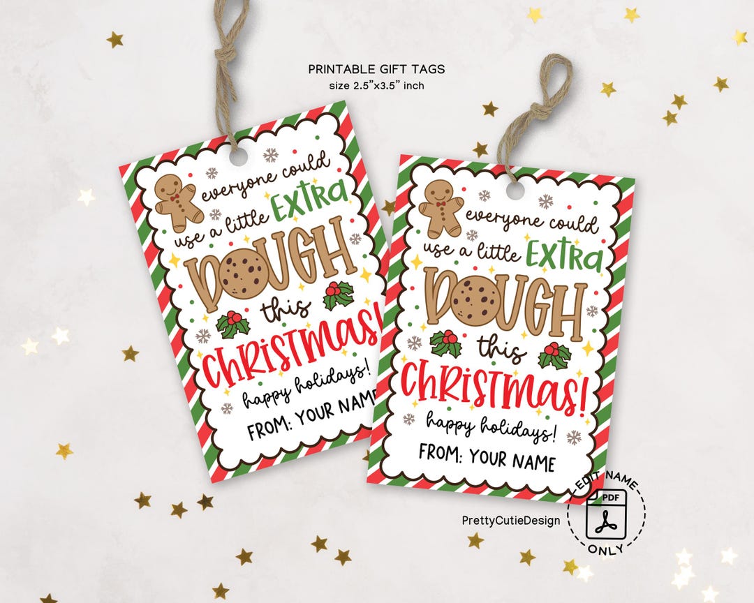 Funny Christmas Cookie Gift Tag Printable, Extra Dough (PDF Pattern) - Etsy