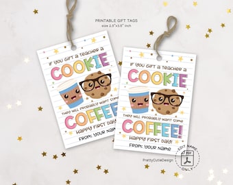 First Day of School Teacher Cookie Tag Printable, Back to School Gift Tag for Teacher, Cookie Tag for Teacher, 1st Day of School Gift Tag