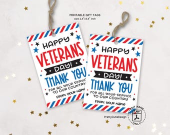 Veterans Day Gift Tags Printable: Thank You Military Service (PDF Download)