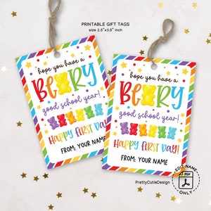 Etiquettes cadeaux à imprimer pour la rentrée des classes, étiquette de cadeau pour la rentrée des classes ours en gélatine, étiquette de sac à cadeaux pour la rentrée des enseignants, Bonne année scolaire BEARY