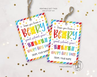 Back To School Gift Tags Printable, Gummy Bear First Day of School Treat Tag, Teacher Back to School Treat Bag Tag, BEARY Good School Year