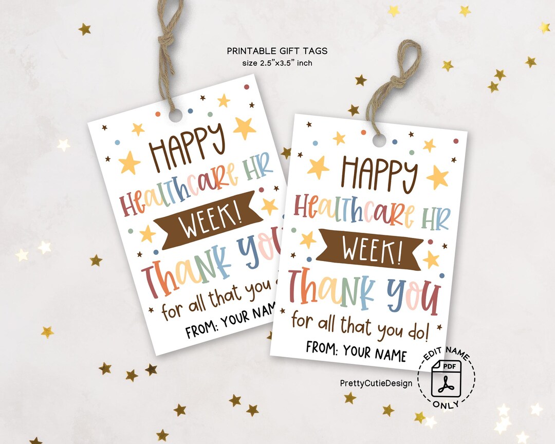 Printable Healthcare HR Week Gift Tag, Healthcare Human Resources Thank ...