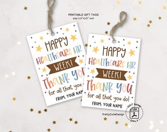 Printable Healthcare HR Week Gift Tag, Healthcare Human Resources Thank You Favor Tag, Healthcare HR Week Appreciation Gift Tags