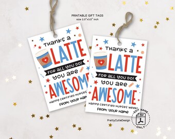 Printable Certified Nurses Day Gift Tag, Happy Certified Nursing Day Thank You Card, Certified Nurses Appreciation Day Coffee Tags