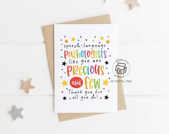 Speech Language Pathologist Day Greeting Card Printable, SLP Appreciation Card, Thank You Note for Therapist, Rainbow Volunteer Gift