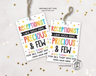 Receptionists Day Gift Tag Printable, Receptionist Day Card, Receptionist Day Gifts, Employee Appreciation Tags, Thank You Tags