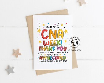 Printable CNA Week Card, Certified Nursing Assistant Appreciation Greeting Card, You Are Appreciated, Digital Download PDF