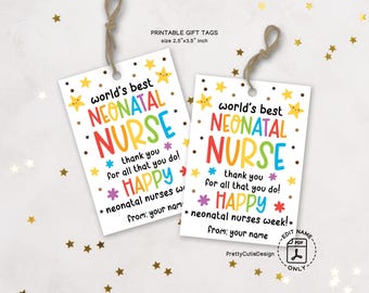 Neonatal Nurse Gift Tag, Colorful Thank You Label (Instant Download)