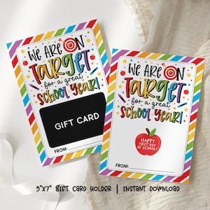 Target Back to School Teacher Gift Card Holder Printable, First Day of School Teacher School Supplies Gift, Teacher Appreciation