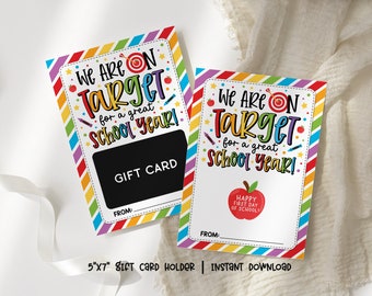Target Back to School Teacher Gift Card Holder Printable, First Day of School Teacher School Supplies Gift, Teacher Appreciation