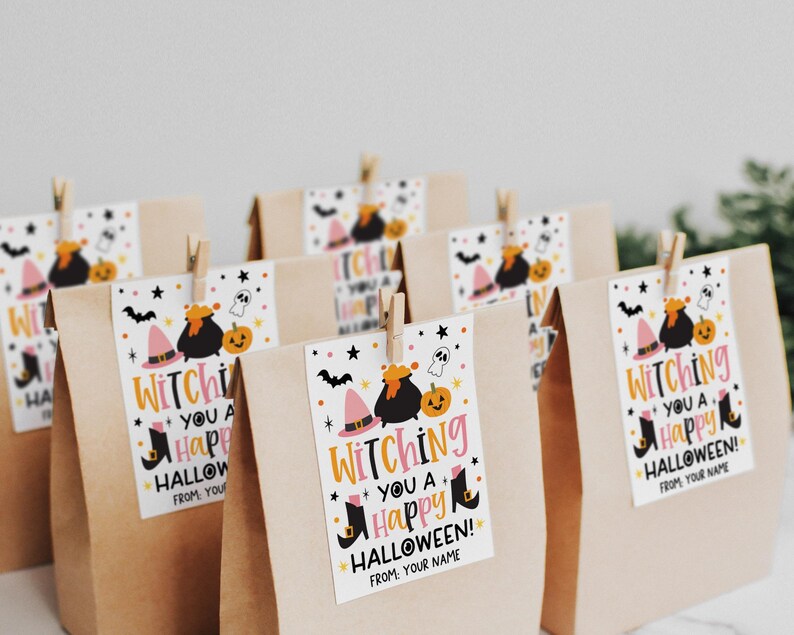 Witching You a Happy Halloween Gift Tags, Printable Halloween Classroom