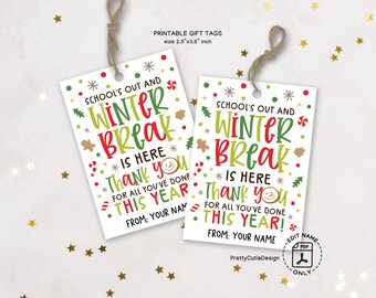 Winter Break Gift Tags: Teacher & Student Thank You (Printable)