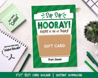 Sip Sip Hooray It's The First Day Gift Card Holder, Welcome Back to School Printable Coffee Gift for Teacher Work, First Day of School Gift