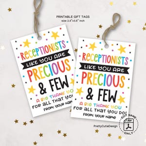 Etiqueta de regalo imprimible para el Día de la Recepcionista, Etiqueta de agradecimiento para recepcionistas, Etiqueta de agradecimiento para el personal, Regalo para secretaria de oficina, Descarga instantánea en PDF