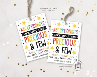 Receptionist Day Gift Tag Printable, Receptionist Appreciation Tag, Staff Thank You Label, Office Secretary Gift, Instant Download PDF