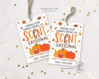 Thanksgiving Gift Tags Printable: Scent-Sational Coworker Appreciation, Thankful Team Favor Tags