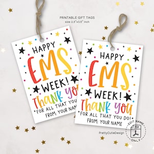 Etiqueta de presente para impressão da semana do EMS, etiqueta de agradecimento para paramédicos de emergência médica, etiquetas de agradecimento para serviços médicos de emergência