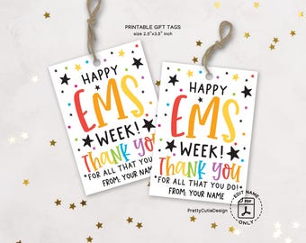 EMS Week Gift Tag Printable, Thank You Tag for EMT Paramedic First Responder, Emergency Medical Services Appreciation Favor Tags