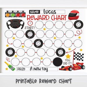 Race Car Reward Chart for Kids for Kids, Simple Kids Reward Chart, Formula 1 Racing Car Sticker Chart - INSTANT DOWNLOAD