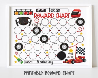 Race Car Reward Chart for Kids for Kids, Simple Kids Reward Chart, Formula 1 Racing Car Sticker Chart - INSTANT DOWNLOAD