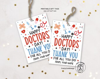 Printable Doctor's Day Gift Tags Instant Download, Happy National Doctor's Day Appreciation Favor Tag, Doctor's Day Thank You Treat Bag Tag