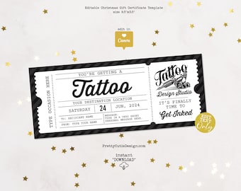 Surprise Tattoo Gift Ticket Template, Editable Tattoo Voucher, Printable Tattoo Gift Certificate, Tattoo Appointment Gift, Unique Gift Idea