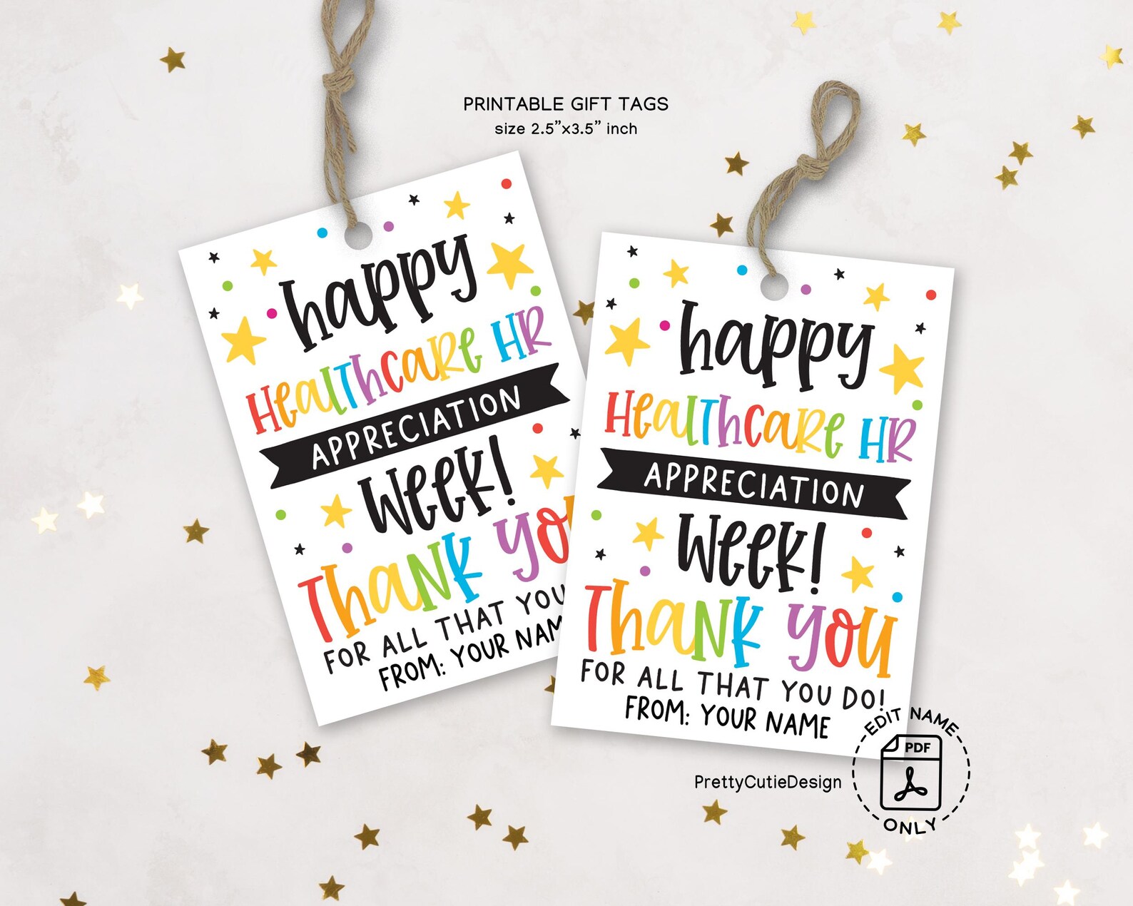 Notebook Tag Health Healthcare HR Week Gift Tags: Printable Appreciation Favor (2.5”x3.5 ...