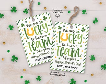 Happy St Patricks Day Team Appreciation Tags, Office St Patrick Printable Team Members Printable Gift Tags, Team Thank You Gift Tags