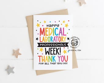 Medical Laboratory Professionals Week Card, Lab Week Thank You Card Printable, Rainbow Lab Appreciation Greeting, Instant Download