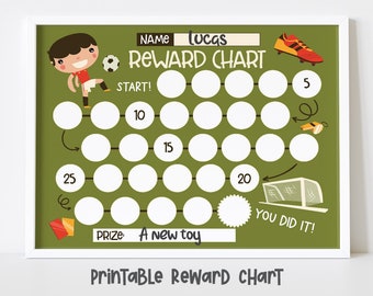 Soccer Reward Chart for Kids for Kids, Simple Kids Reward Chart, Sport Sticker Chart - INSTANT DOWNLOAD