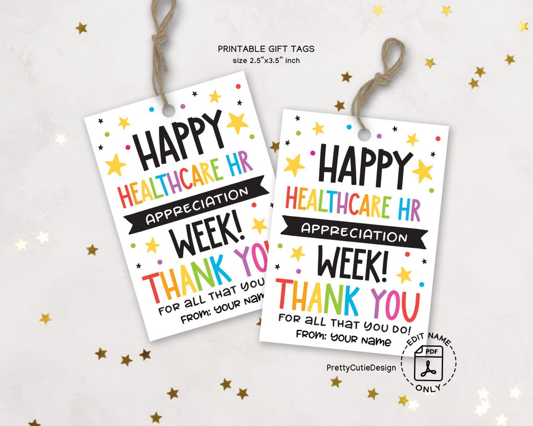 Printable Healthcare HR Week Gift Tag, Healthcare Human Resources Thank ...