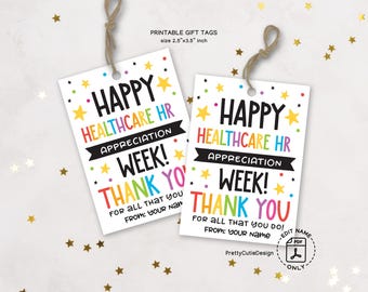 Printable Healthcare HR Week Gift Tag, Healthcare Human Resources Thank You Favor Tag, Healthcare HR Week Appreciation Gift Tags