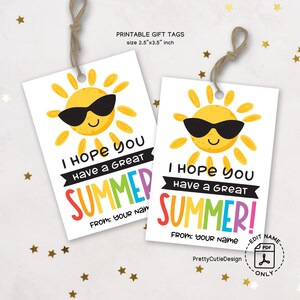 J'espère que vous passez un bon été Étiquettes-cadeaux, Fin d'année scolaire Étiquettes à imprimer pour les étudiants Enseignants Enfants Classes Personnel Merci