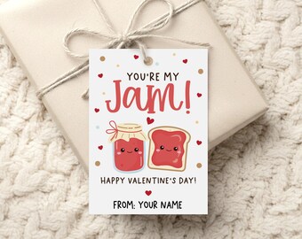 Kids Classroom Valentine Tags, You’re My Jam, Non Candy Printable, Digital Download