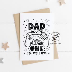 Gamer Dad Vatertagskarte druckbare Karte, Vati du bist Spieler eins in meinem Leben Karte, lustige Videospielkarte für Vati-Sofortdownload, DIY Geschenk